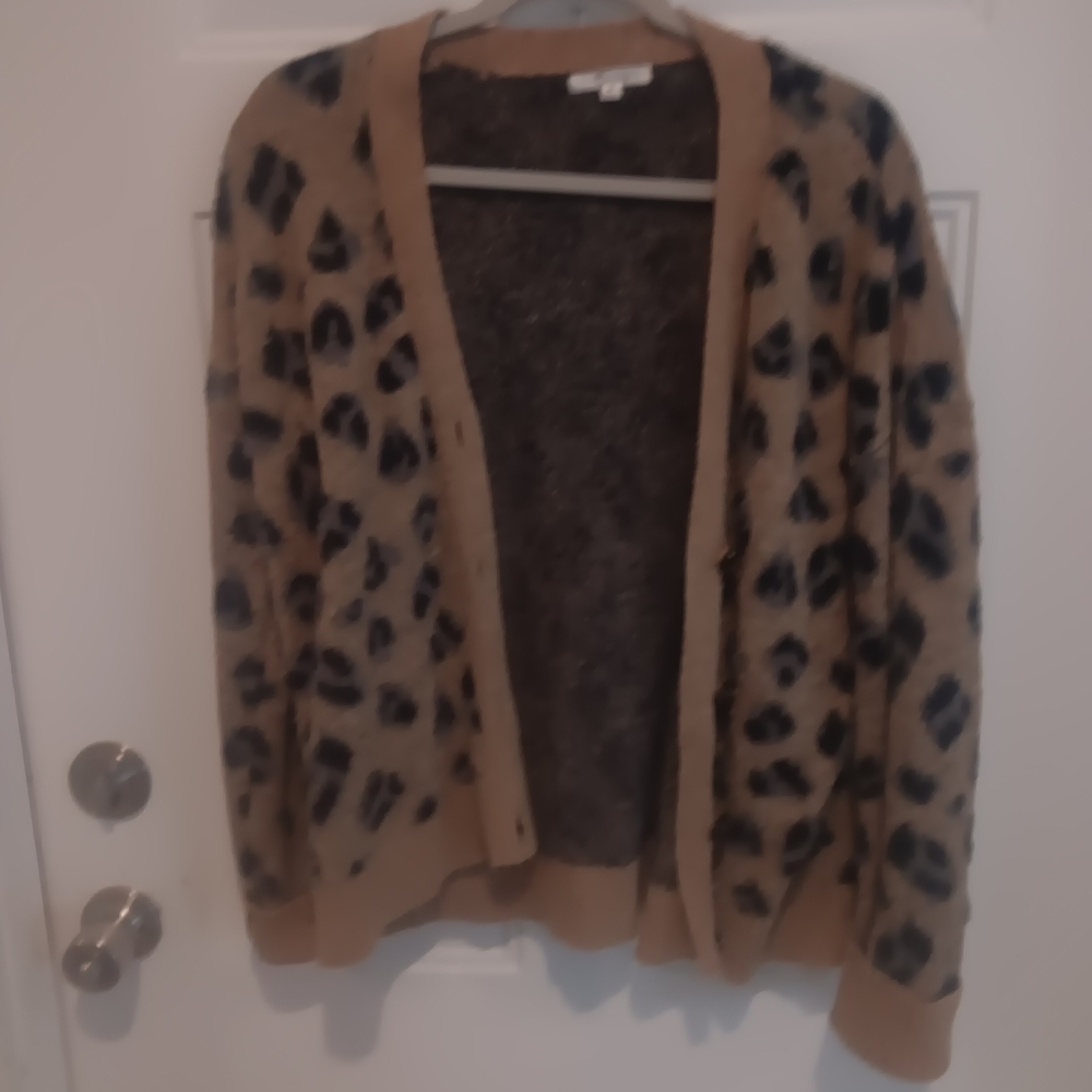 89th & Madison Tan and Black Animal Print Cardigan